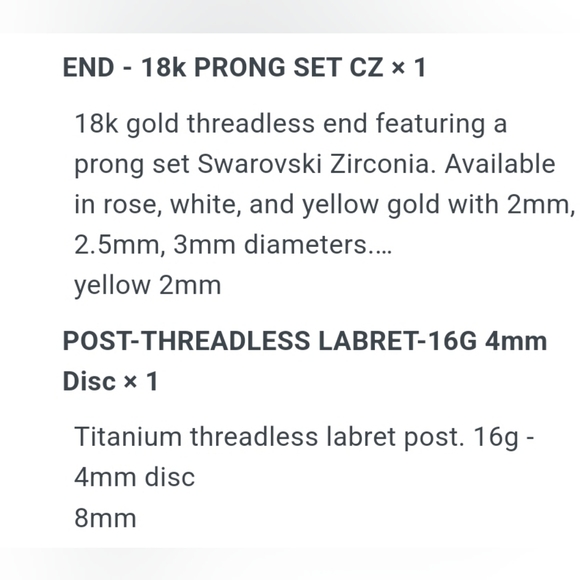 BN Nose Ring 18k gold with prong set Swarovski Zirconia - Picture 4 of 9